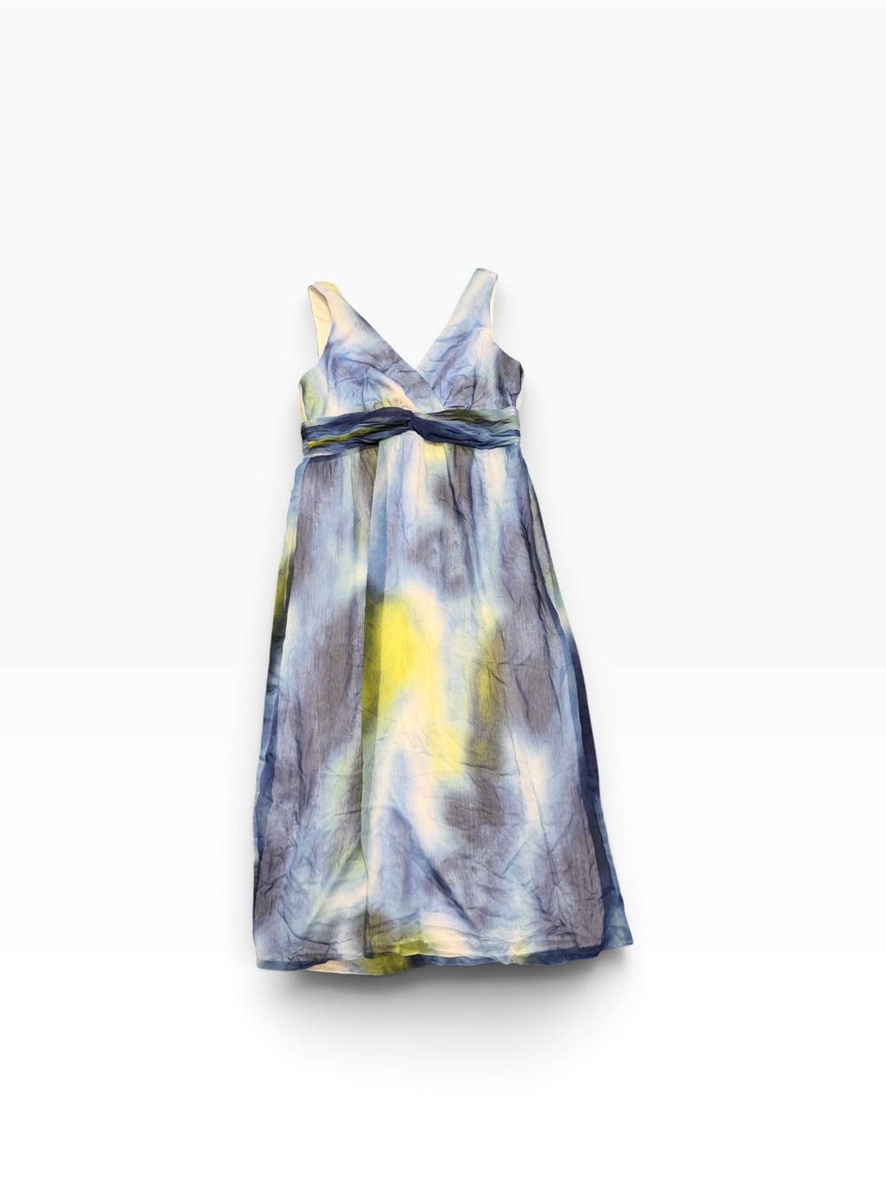 Chico's Women’s Sleeveless Tie-Dye Dress in Blue & Yellow